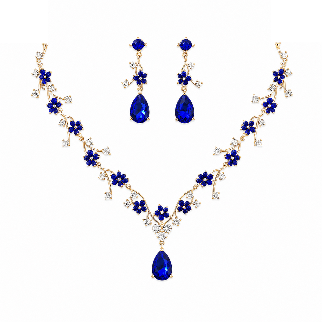 Two-Piece Teardrop Crystal Floral Set