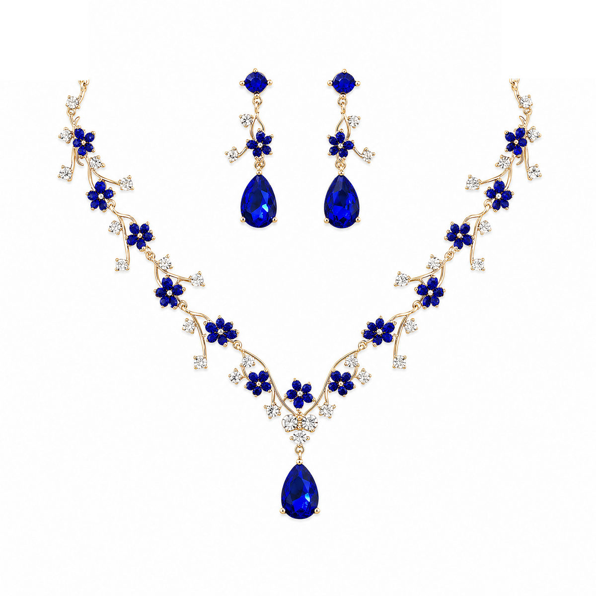 Two-Piece Teardrop Crystal Floral Set