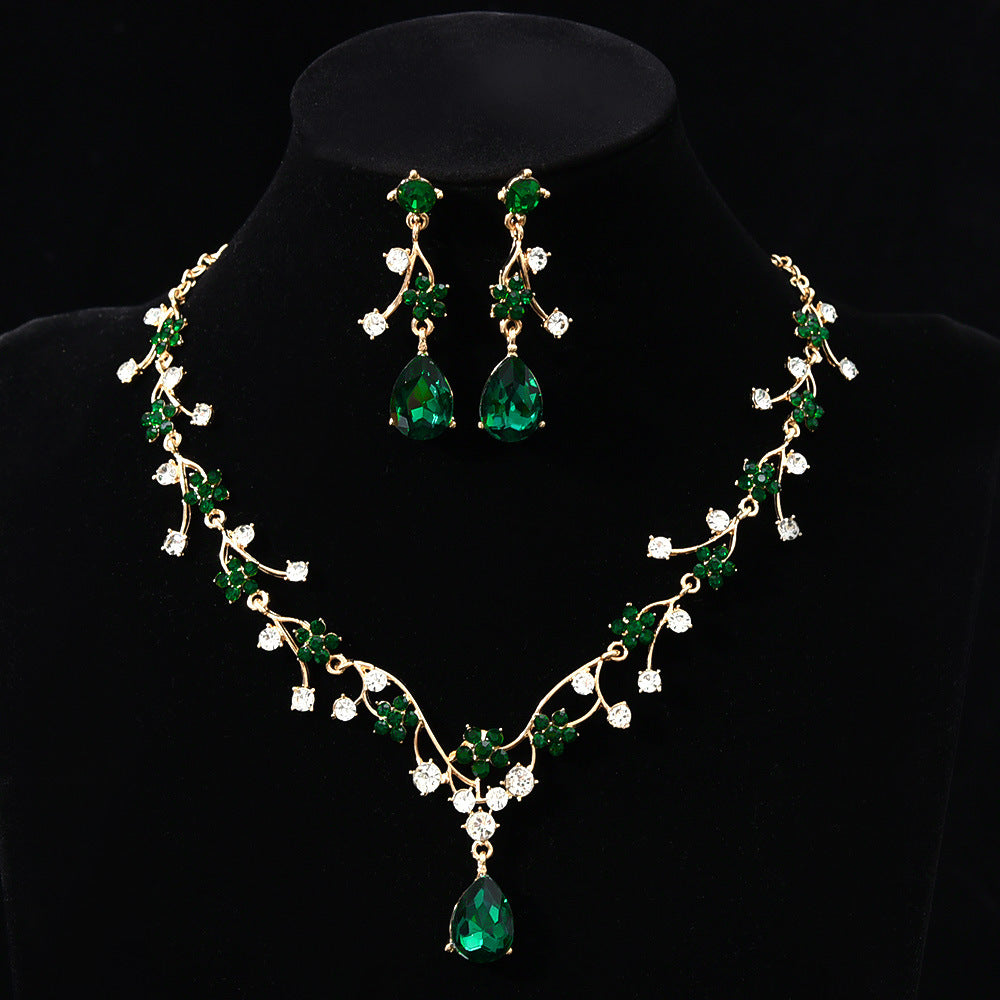 Two-Piece Teardrop Crystal Floral Set