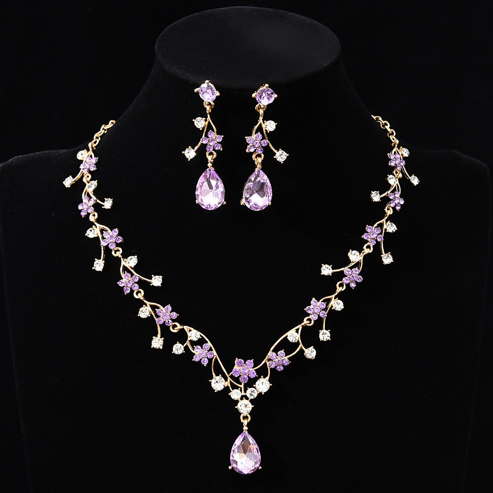 Two-Piece Teardrop Crystal Floral Set