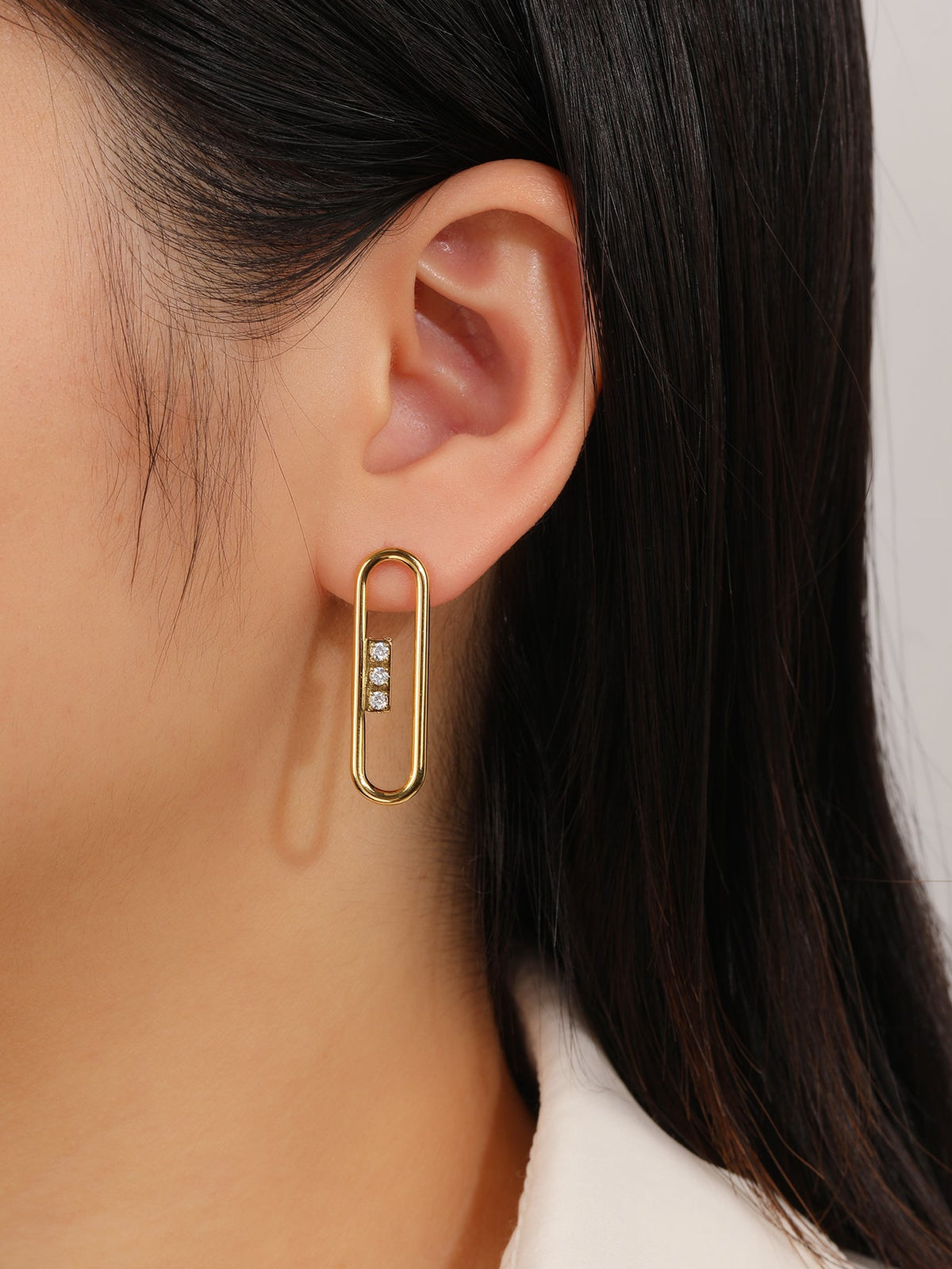 Oval Paper Clip Earrings, Chunky Geometric Link