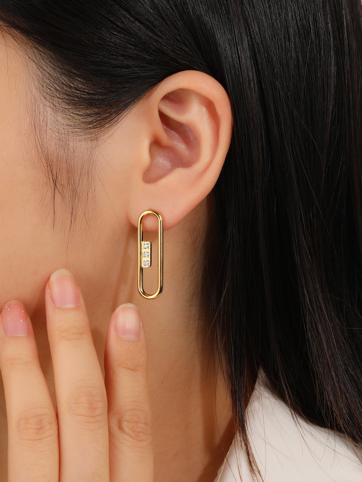 Oval Paper Clip Earrings, Chunky Geometric Link