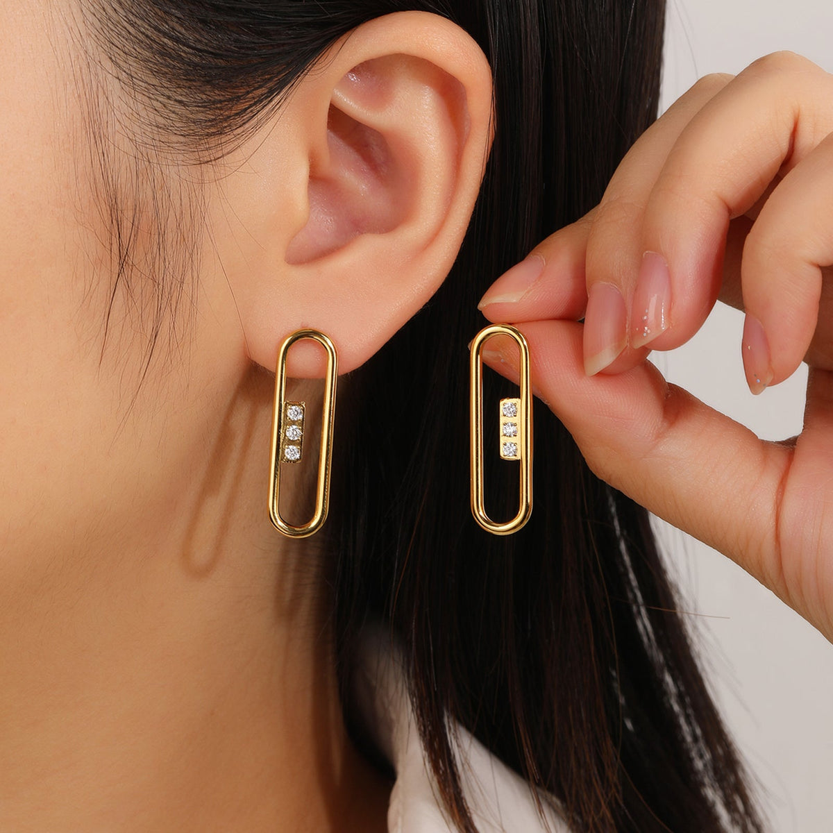 Oval Paper Clip Earrings, Chunky Geometric Link
