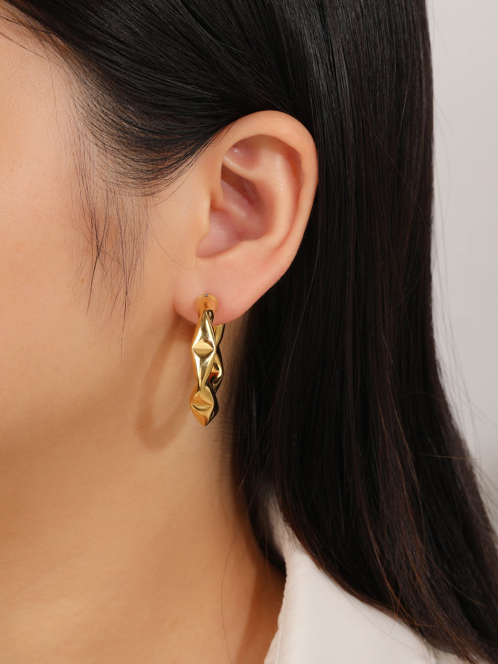 C-Shaped Hoop Earrings, Bold 3.5cm Contemporary Twist