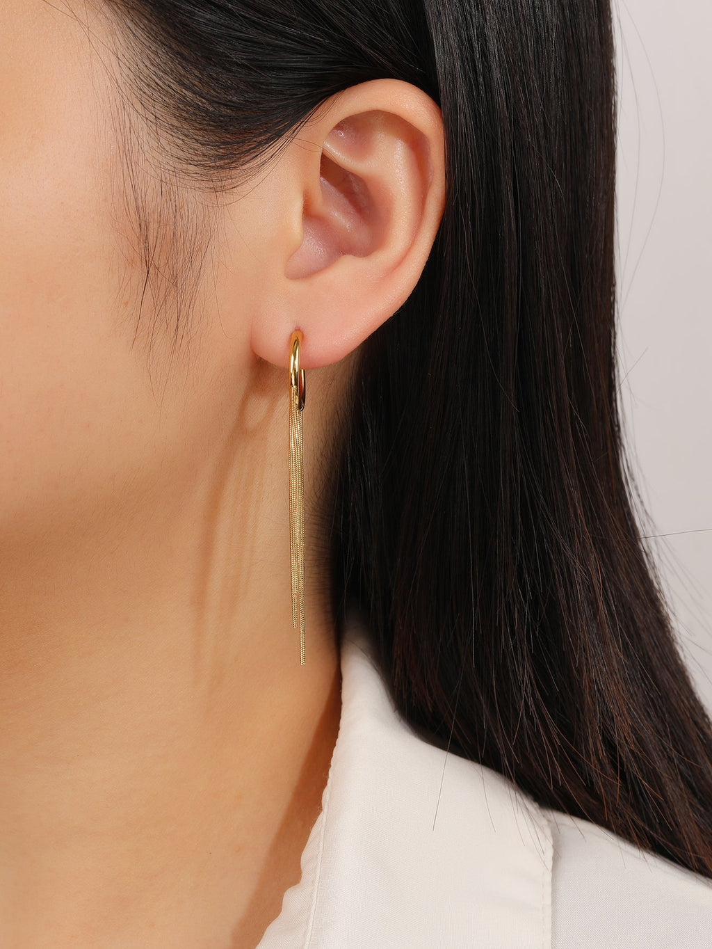 Long Tassel Gold Dangle Earrings, Lightweight 6cm