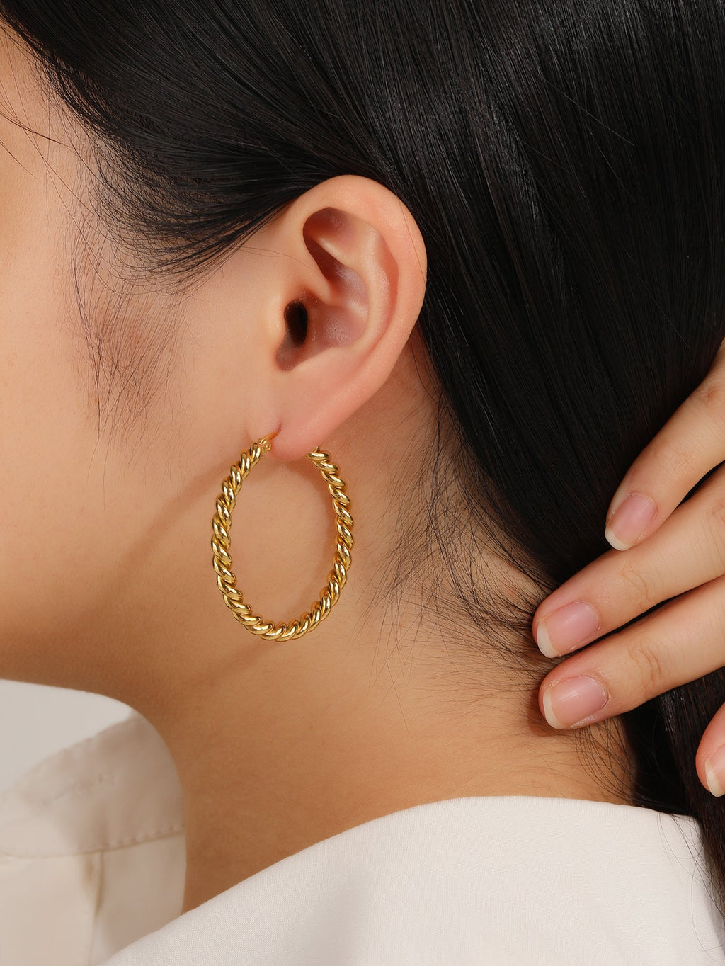 Twisted Rope Chunky Hoop Earrings, Luxurious 14.9g Weight