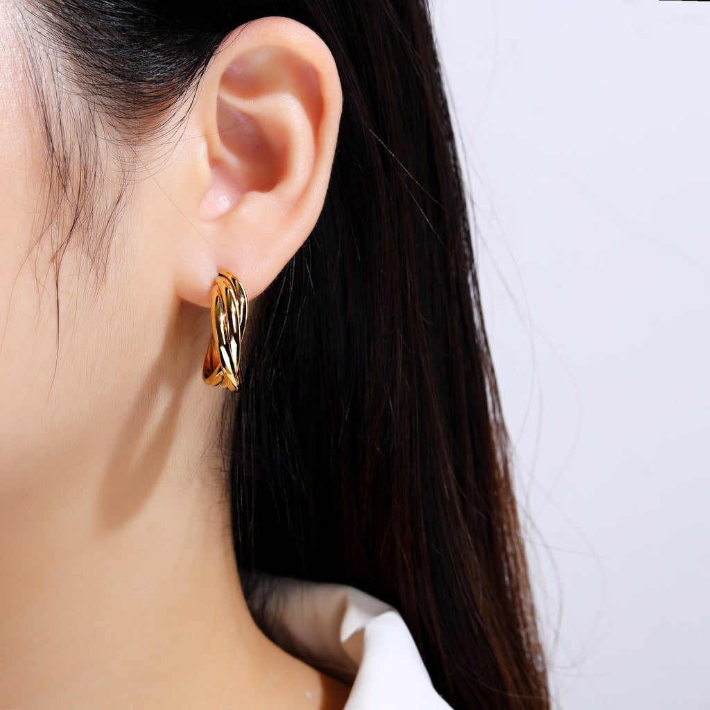 Wide Chunky Gold Hoop Earrings, 2.2cm