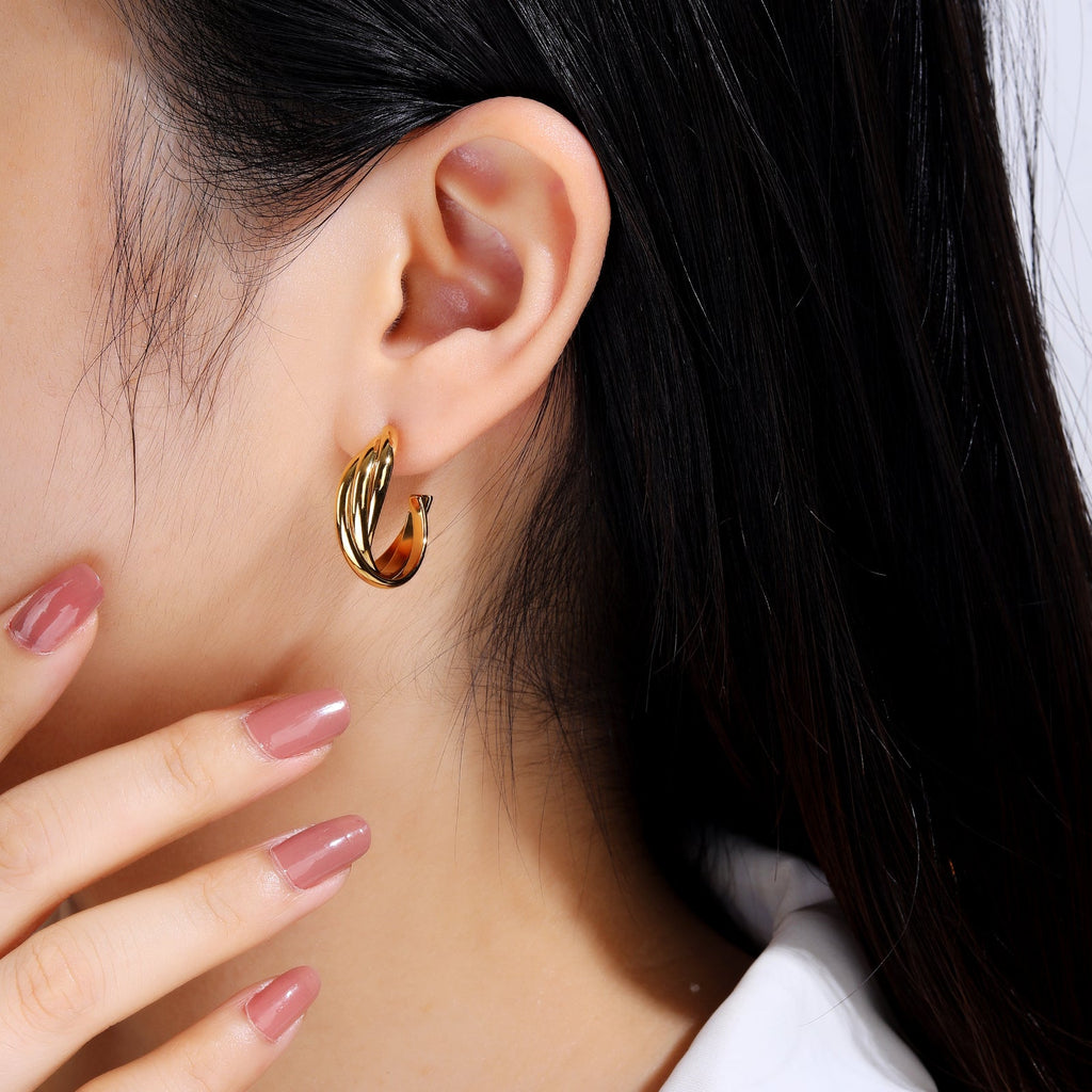 Wide Chunky Gold Hoop Earrings, 2.2cm