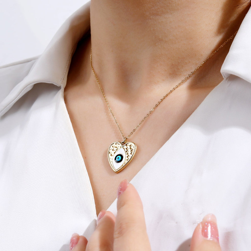 Blue Heart Evil-Eye Pendant Necklace