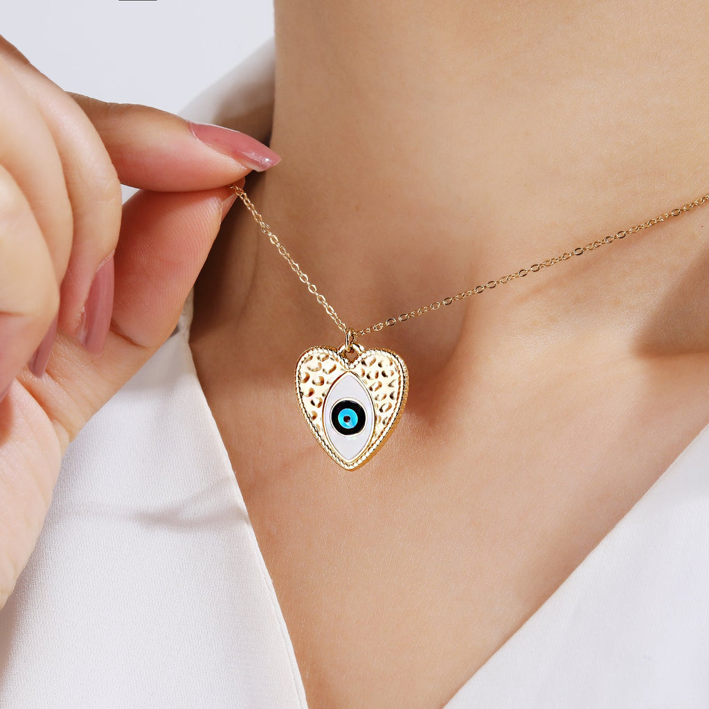 Blue Heart Evil-Eye Pendant Necklace