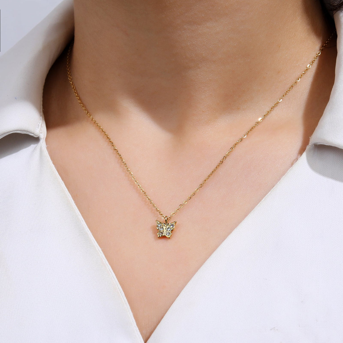 Sparkling Butterfly Pendant Necklace
