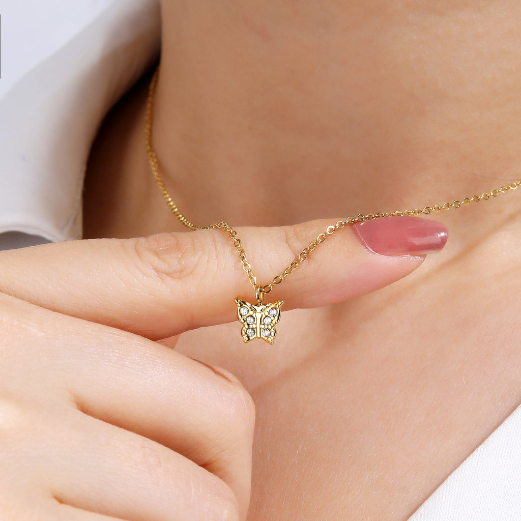 Sparkling Butterfly Pendant Necklace