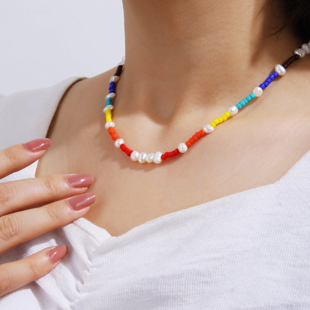 Mixed Bead Baroque Pearl Necklace