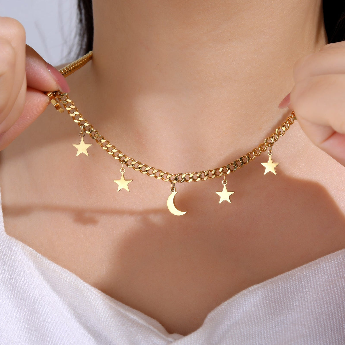 Star-Charm Figaro Chain Necklace