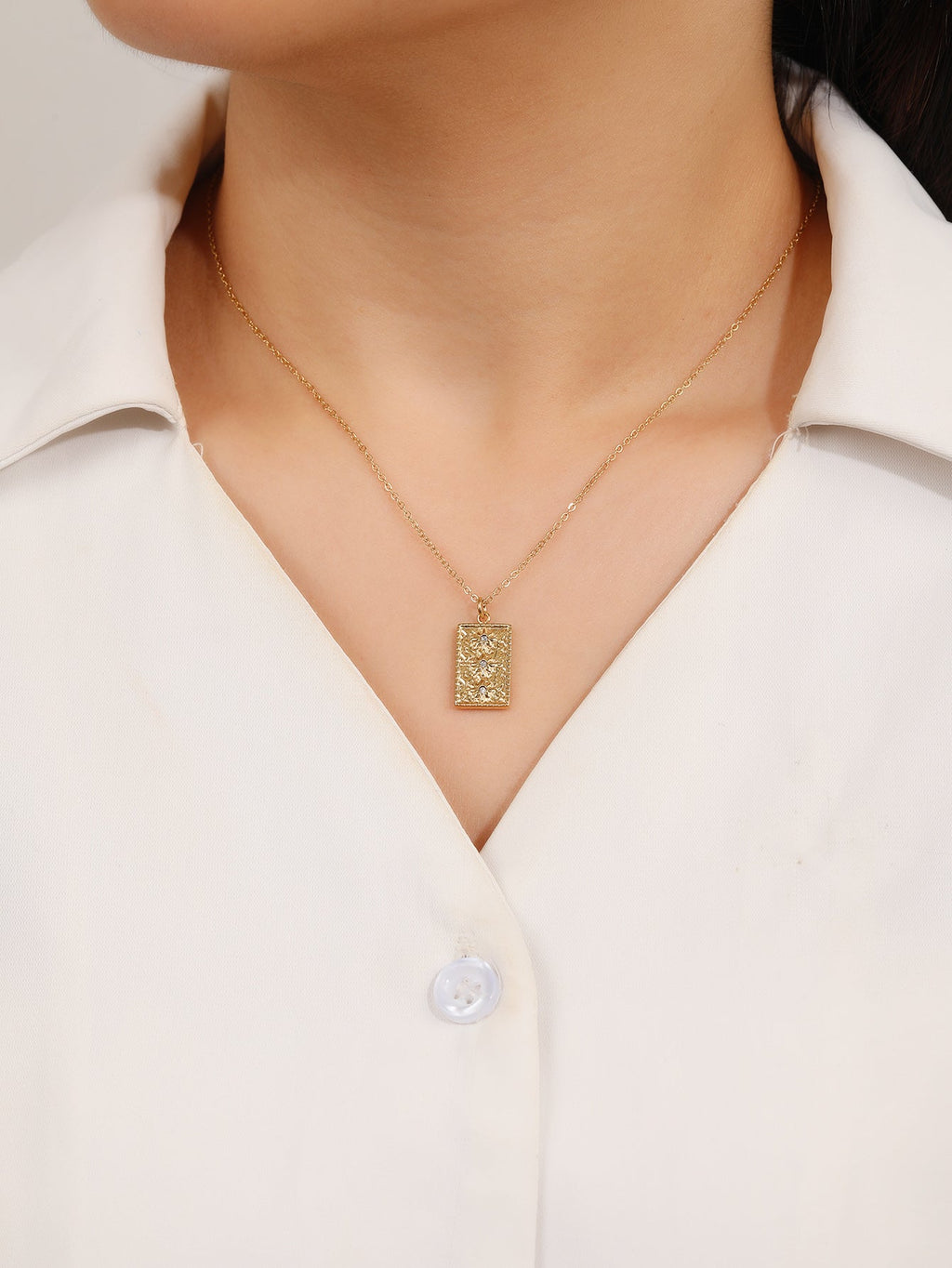 Rectangle Starburst Pendant Necklace