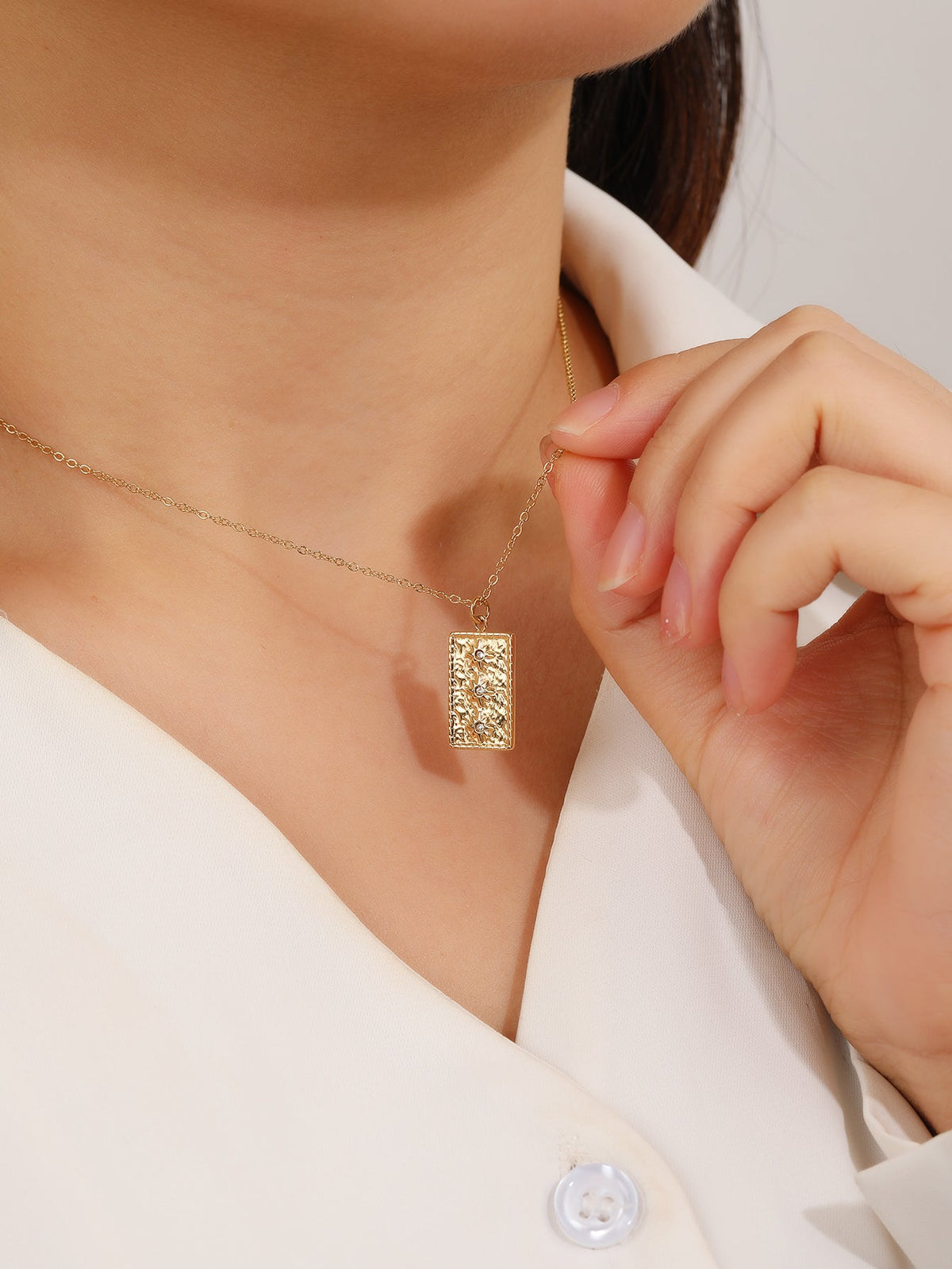 Rectangle Starburst Pendant Necklace
