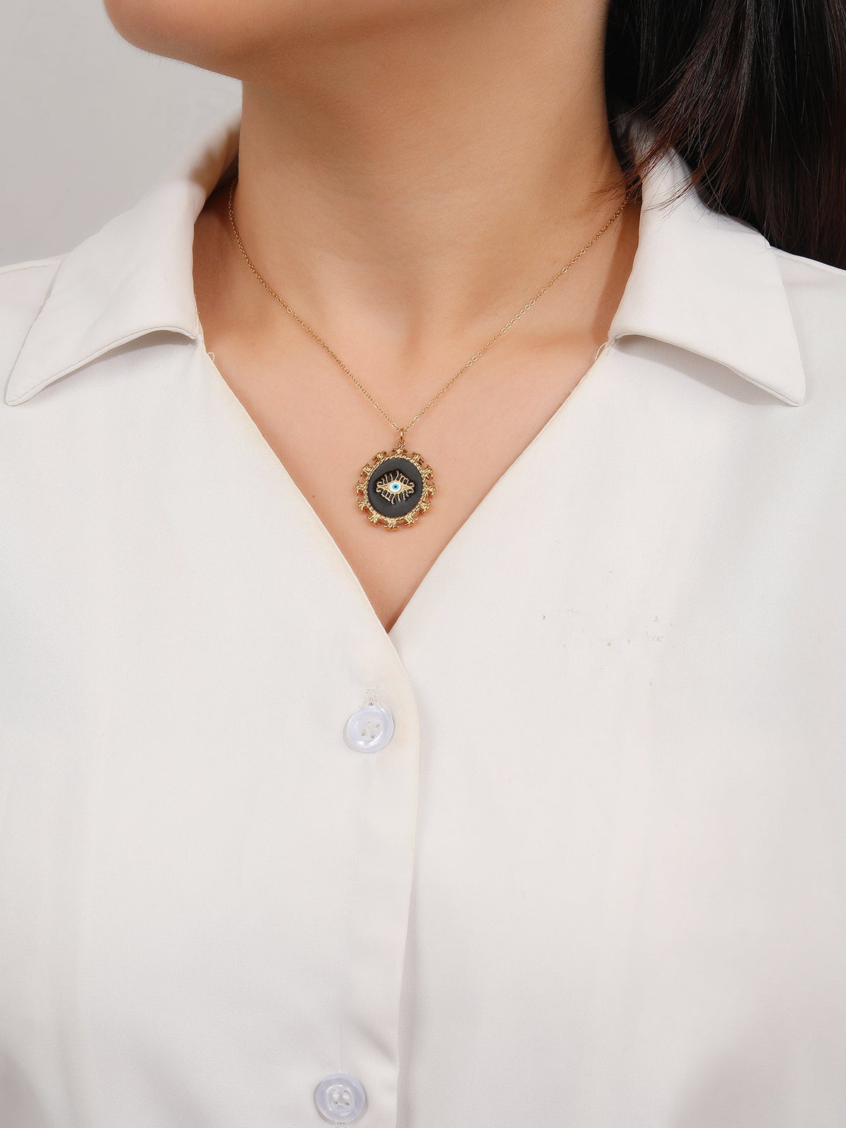Delicate Zirconia Black Evil-Eye Necklace