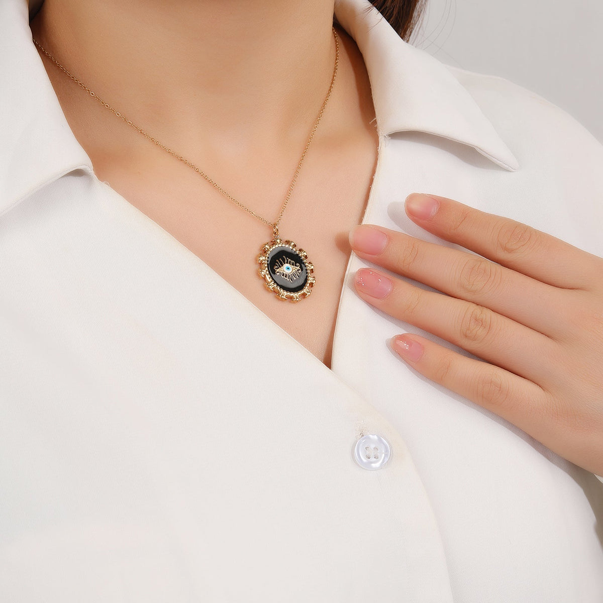 Delicate Zirconia Black Evil-Eye Necklace