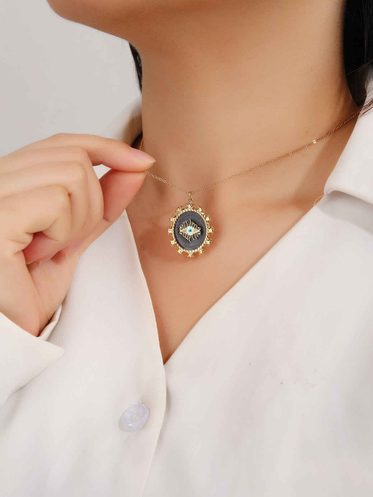 Delicate Zirconia Black Evil-Eye Necklace