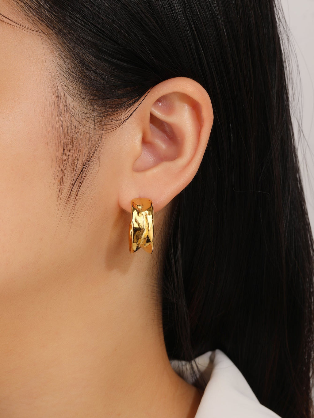 Trendy Gold Chunky Hoop Earrings, Everyday 2.5cm