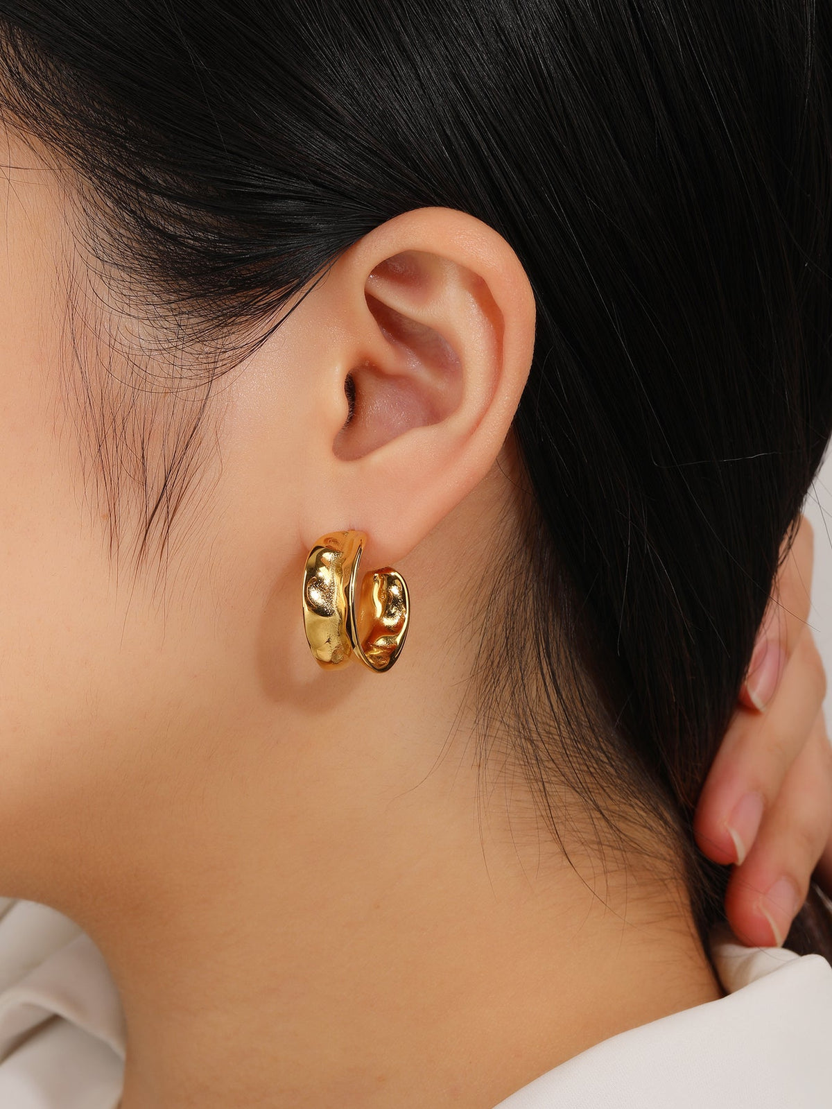 Trendy Gold Chunky Hoop Earrings, Everyday 2.5cm