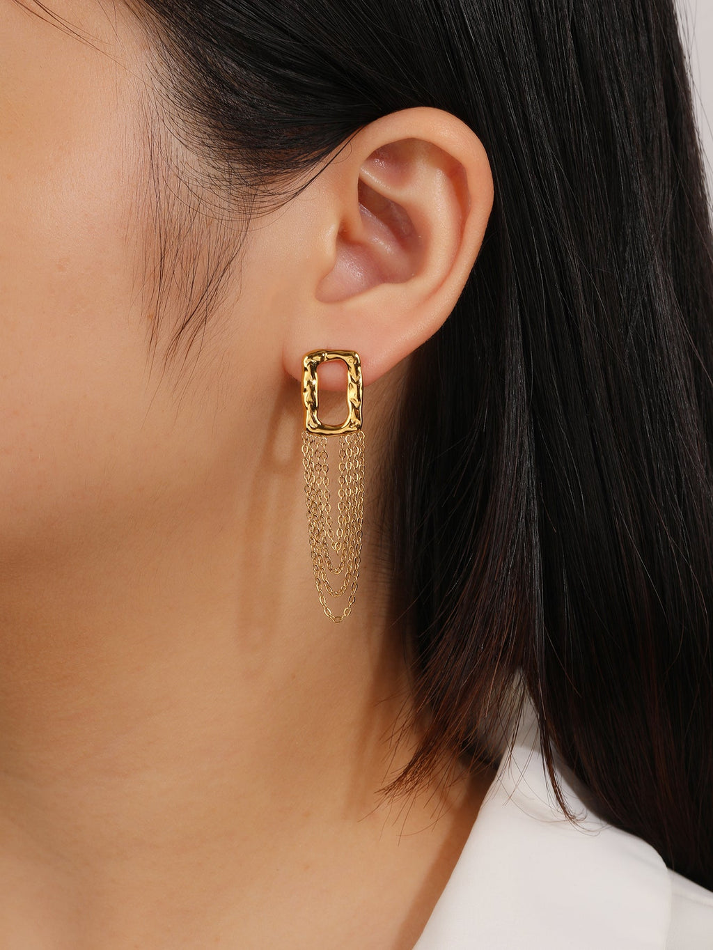 Tassel Chain Drop Earrings, Fringed Movement Style