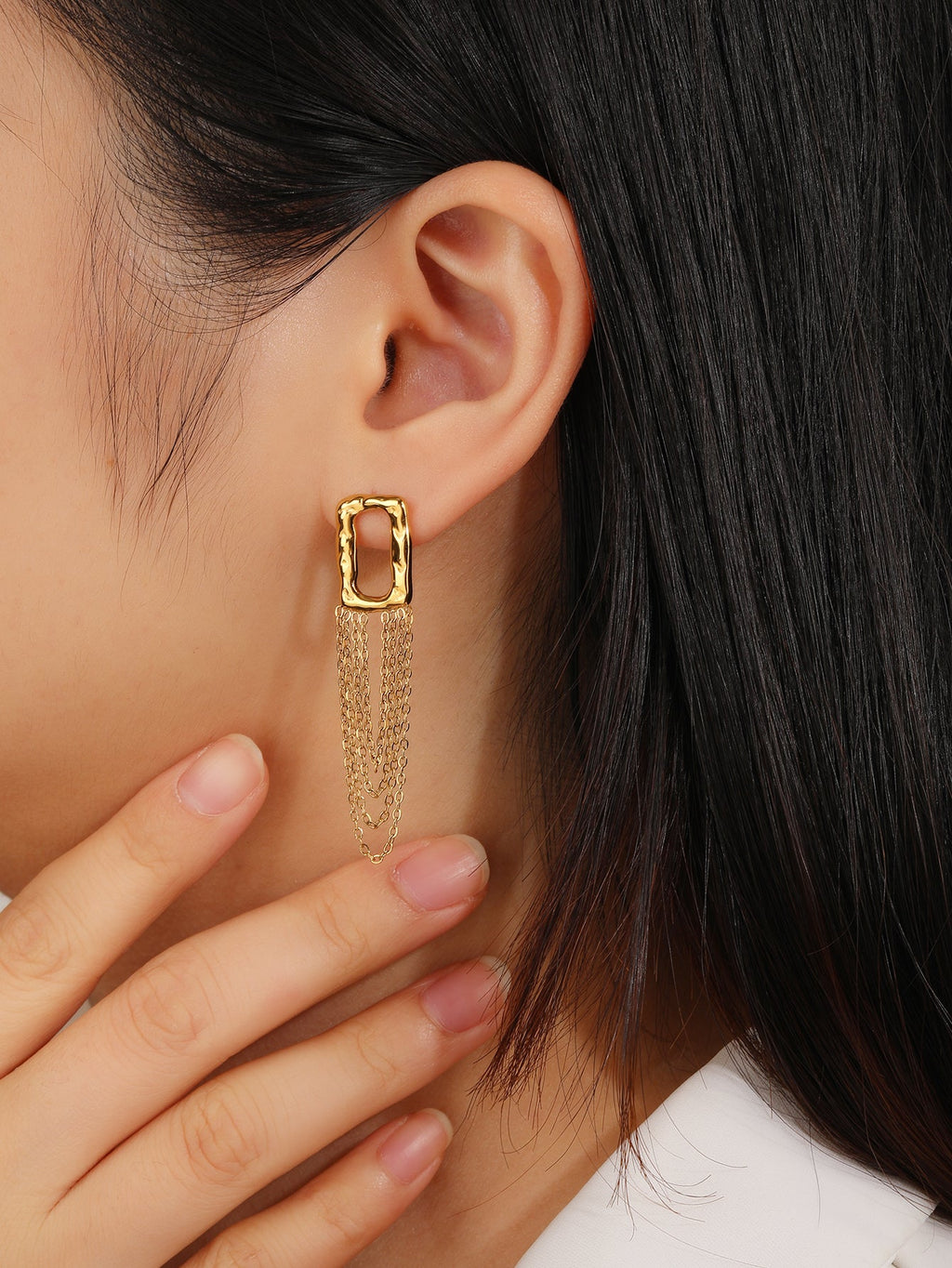Tassel Chain Drop Earrings, Fringed Movement Style