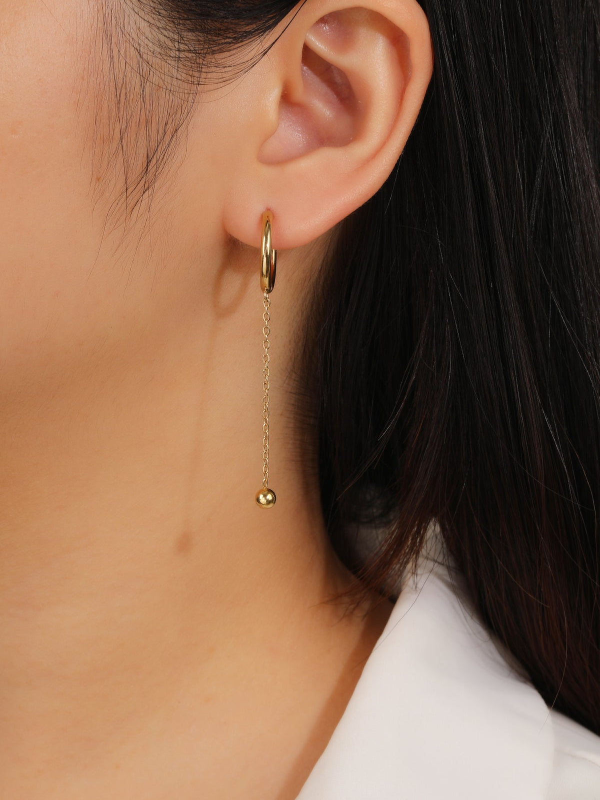 Dainty Hoop Ball Earrings, Slim 5.6cm Vintage Hoop