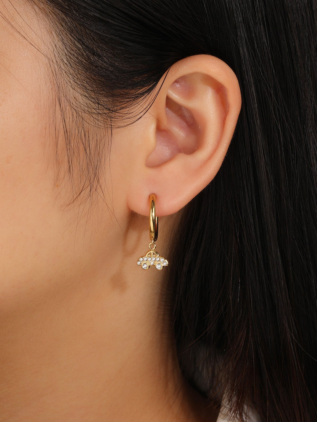 Delicate CZ Dangle Hoop Earrings, Flexible Fit