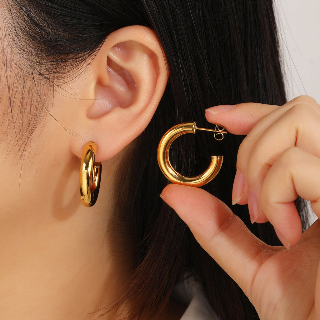 Durable Chunky Hoop Earrings, Day-to-Night 2.5cm