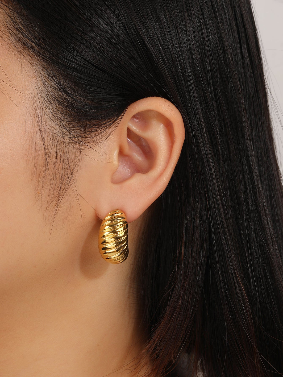 Chunky Wavy Stud Earrings, Sculptural 18g Weight