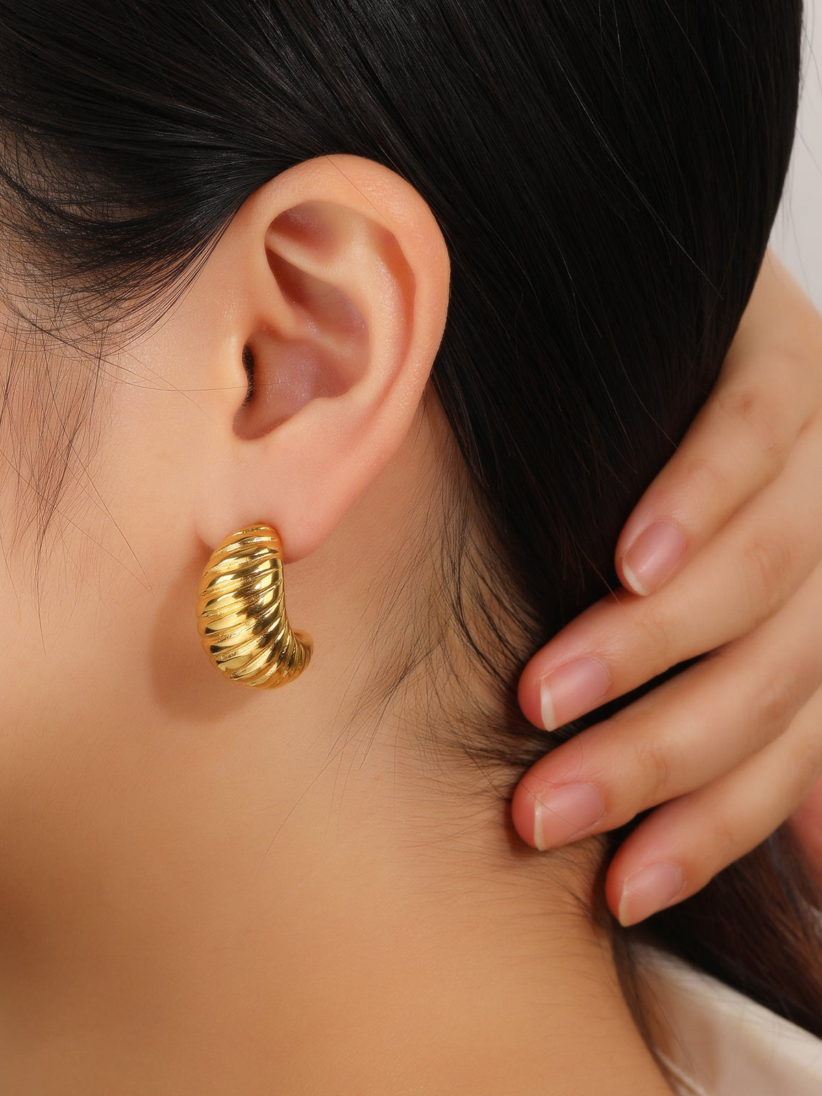 Chunky Wavy Stud Earrings, Sculptural 18g Weight
