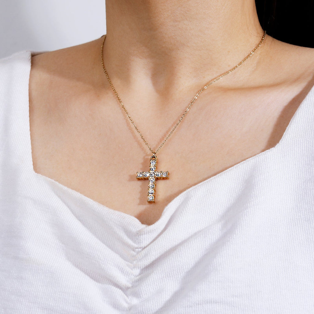Faith Cross Pendant Necklace with CZ