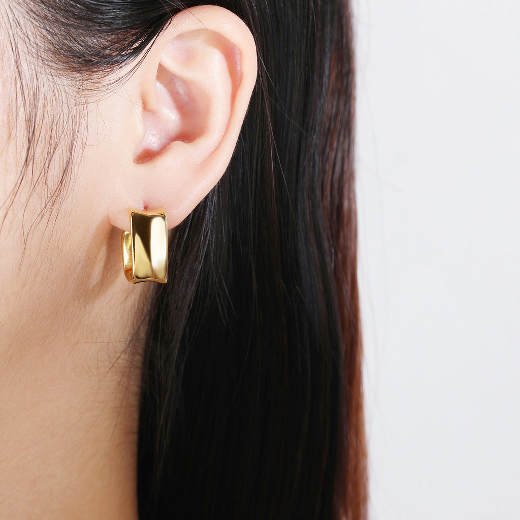 Mini Chunky Gold Open Hoop Earrings, Thick Tube