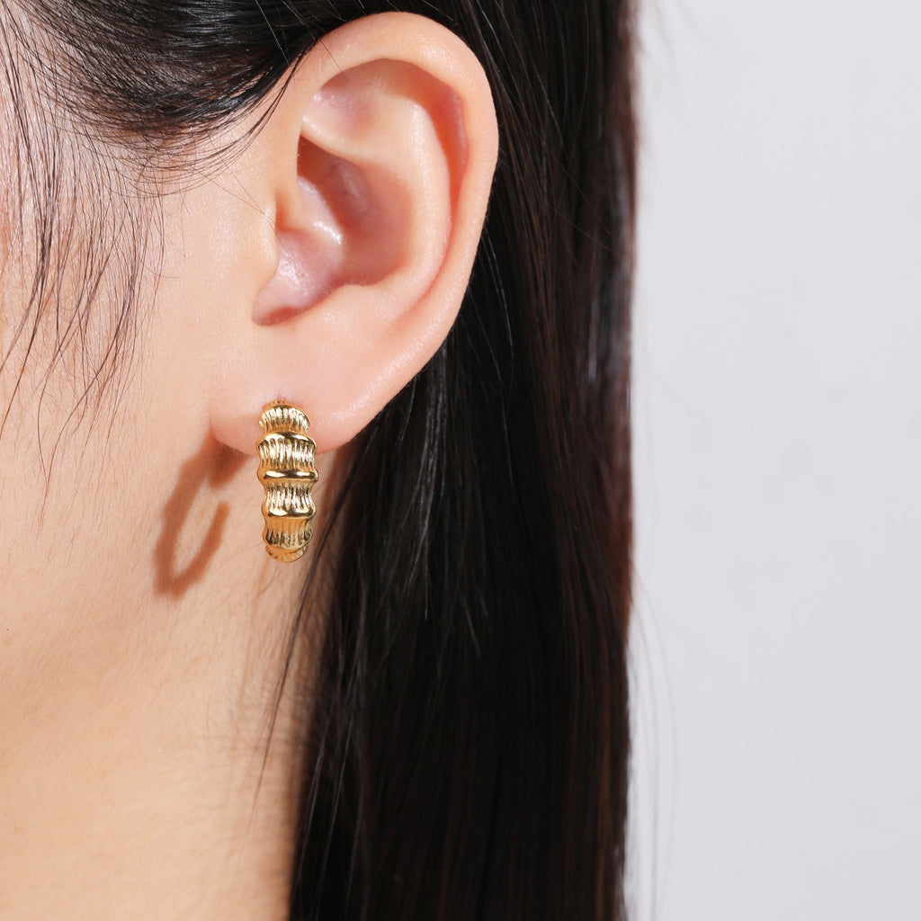 Lightweight Chunky Gold Open Hoop Earrings, 2cm