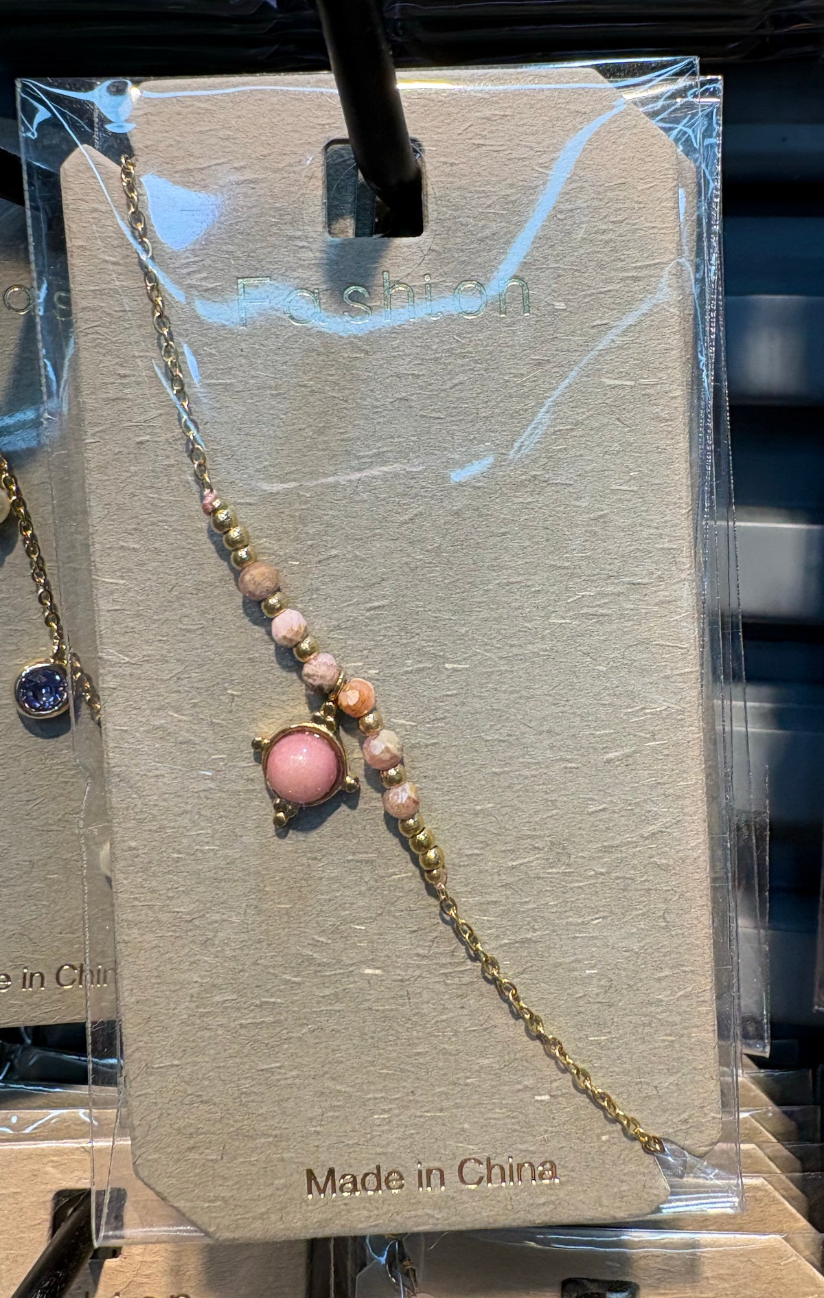Pink Bead Turtle Charm Bracelet - D-bracelets-0003