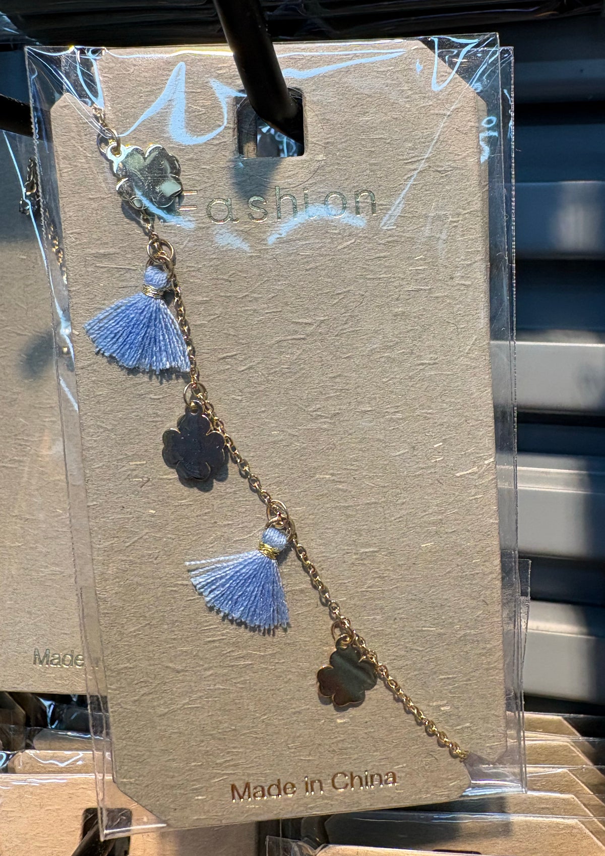 Blue Tassel Clover Charm Bracelet - D-bracelets-0006
