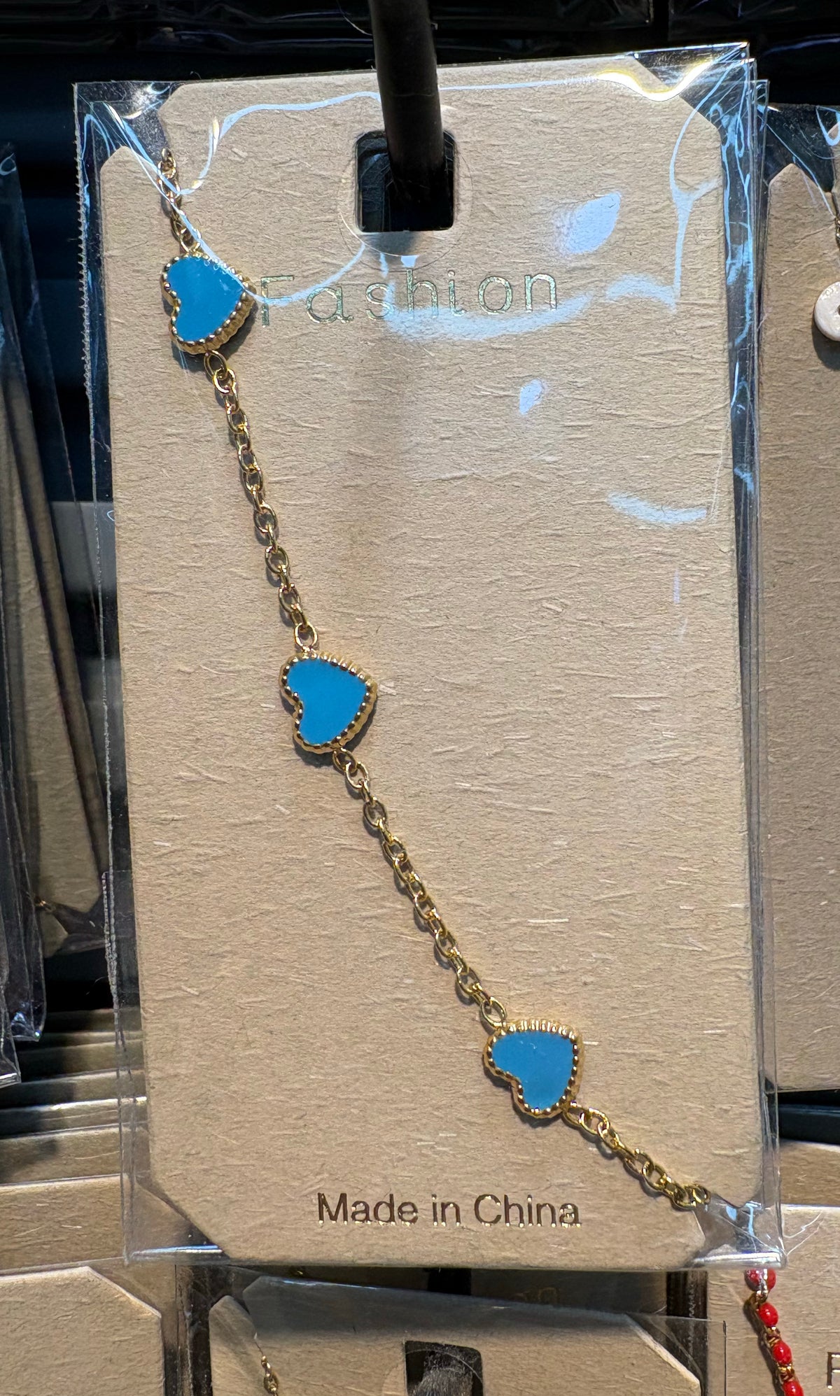 Blue Heart Station Bracelet - D-bracelets-0008