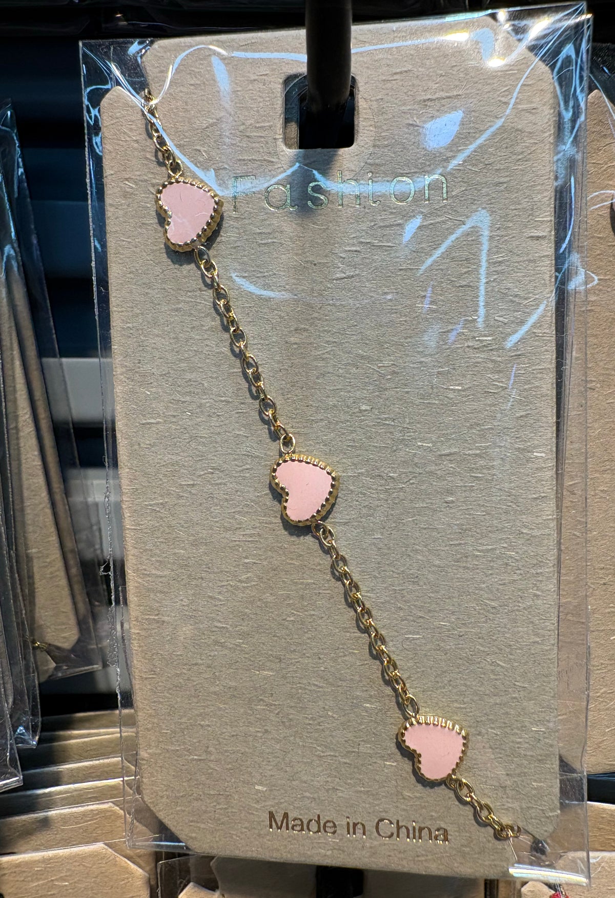 Pink Heart Station Bracelet - D-bracelets-0009