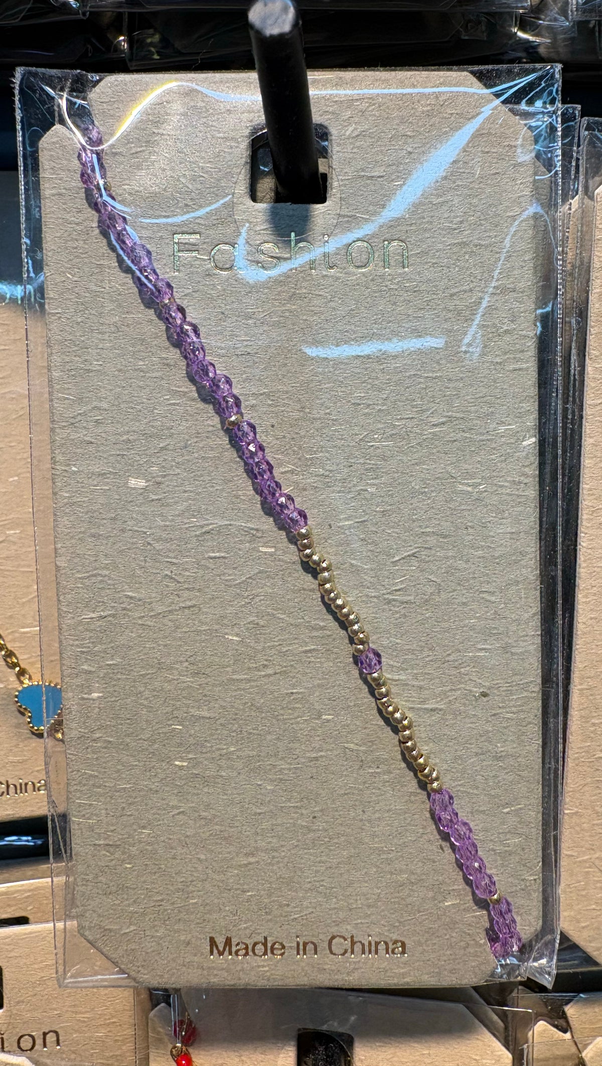 Purple Bead Chain Bracelet - D-bracelets-0014