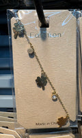 Clover and Disc Charm Bracelet - D-bracelets-0017