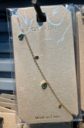 Green Crystal Drop Bracelet - D-bracelets-0018