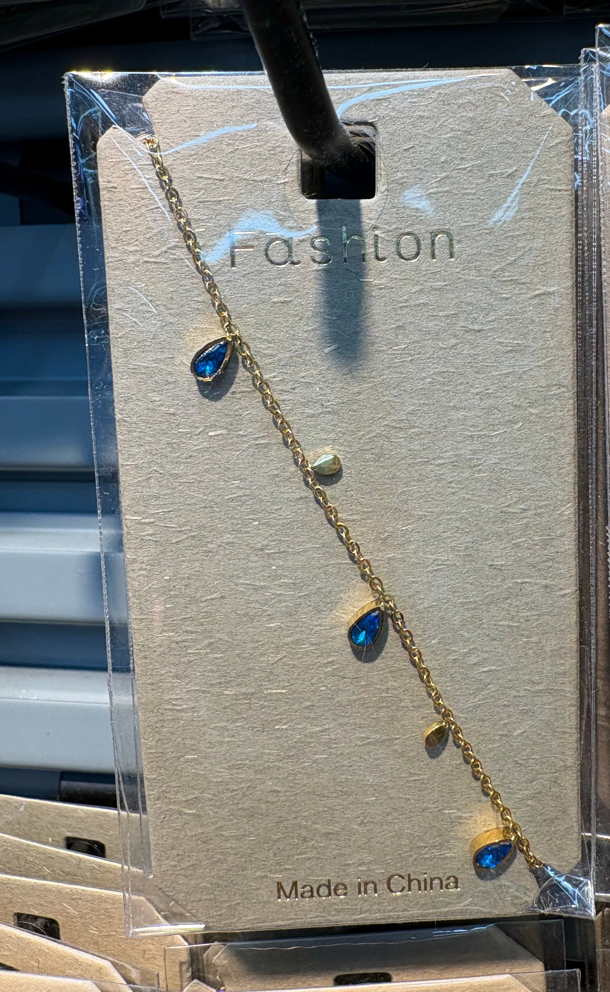 Blue Crystal Drop Bracelet - D-bracelets-0020