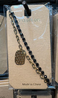 Layered Black Bead Heart Bracelet - D-bracelets-0023