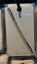 Layered Blue Bead Chain Bracelet - D-bracelets-0025