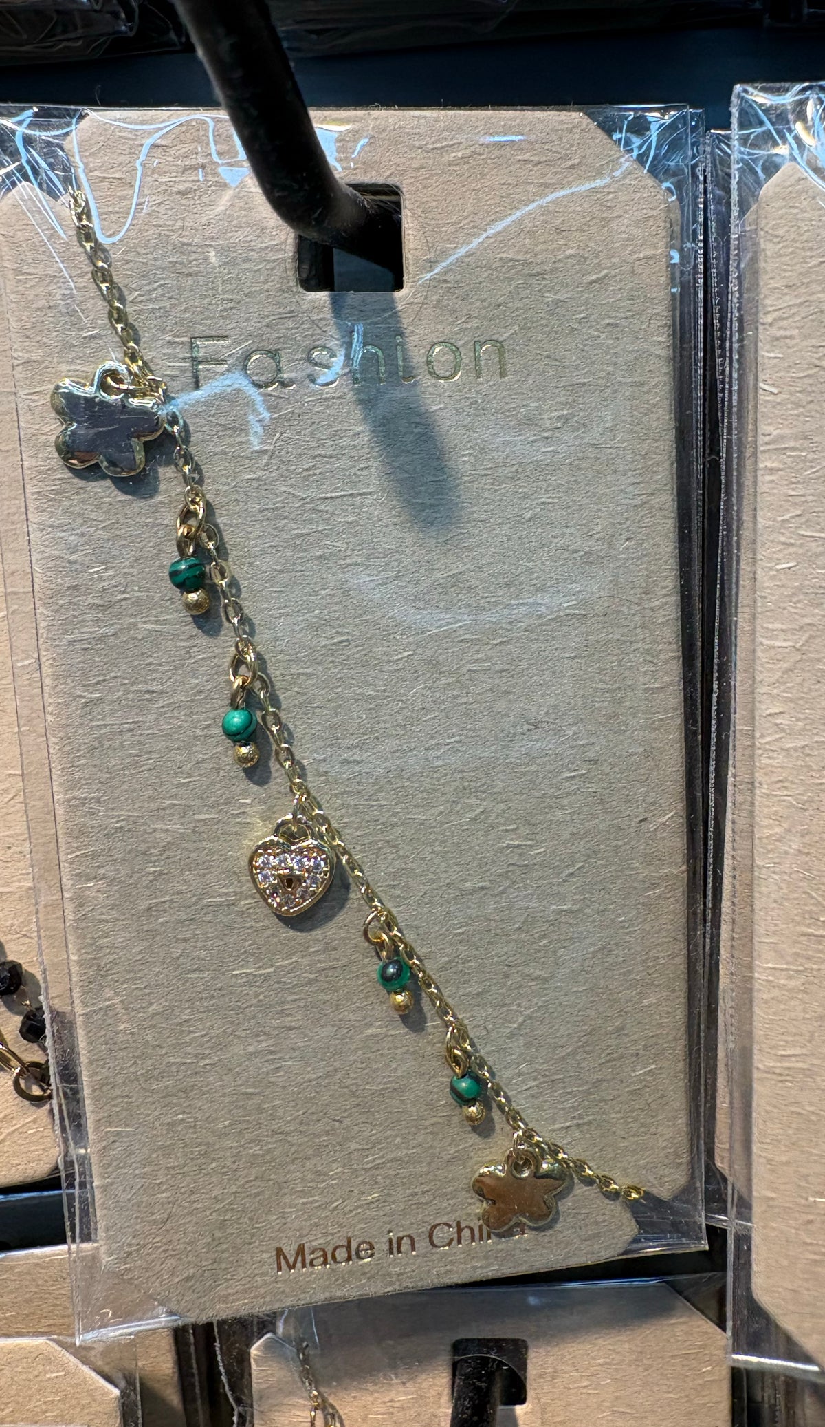 Clover and Green Bead Bracelet - D-bracelets-0031