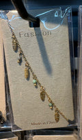 Leaf and Green Bead Bracelet - D-bracelets-0034