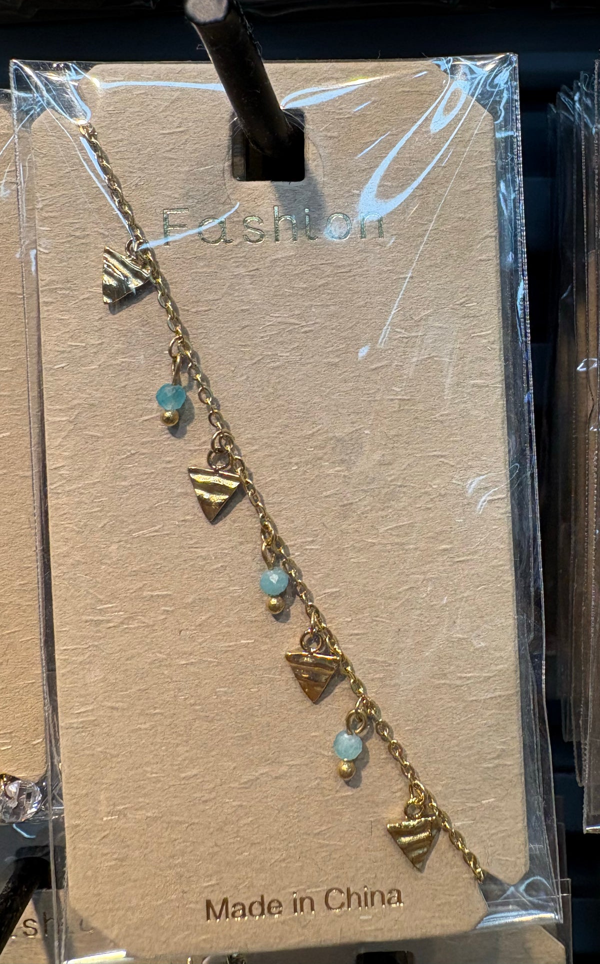 Triangle and Blue Bead Bracelet - D-bracelets-0036