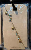 Heart and Blue Bead Bracelet - D-bracelets-0037