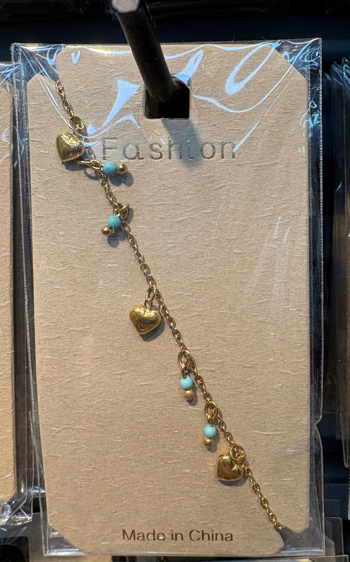 Heart and Blue Bead Bracelet - D-bracelets-0037
